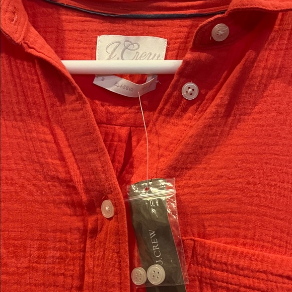 NWT J.Crew Double Gauze Button Up Shirt Coral Size 2 Lightweight Cotton - Picture 2 of 9